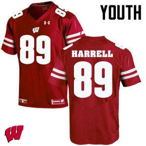 Youth Wisconsin Badgers NCAA #89 Deron Harrell Red Authentic Under Armour Stitched College Football Jersey LF31T55CZ